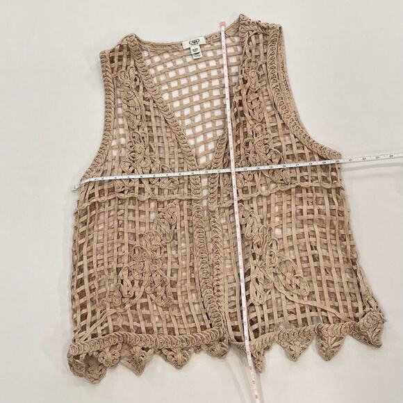 Cato Open Weave Macrame/Crochet Look Boho, Hippie, Cotton Open Vest Lagenlook 18 - Picture 9 of 12